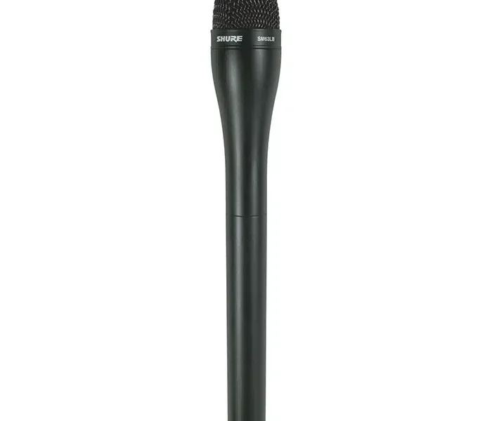 Micrófono Shure SM63LB negro largo para entrevistas dinámico unidireccional