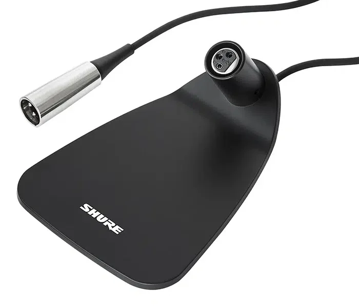Base Shure CVD-B negra para micrófonos tipo cuello de ganso con conector XLR.