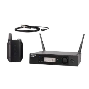 Sistema inalámbrico digital Shure GLXD14R/93 con transmisor de petaca y micrófono lavalier.