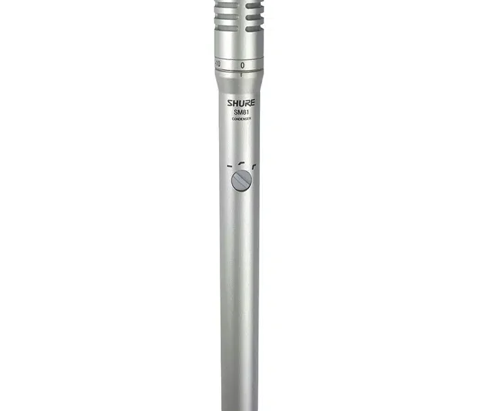 Micrófono de condensador Shure SM81-LC ideal para grabación de instrumentos acústicos.