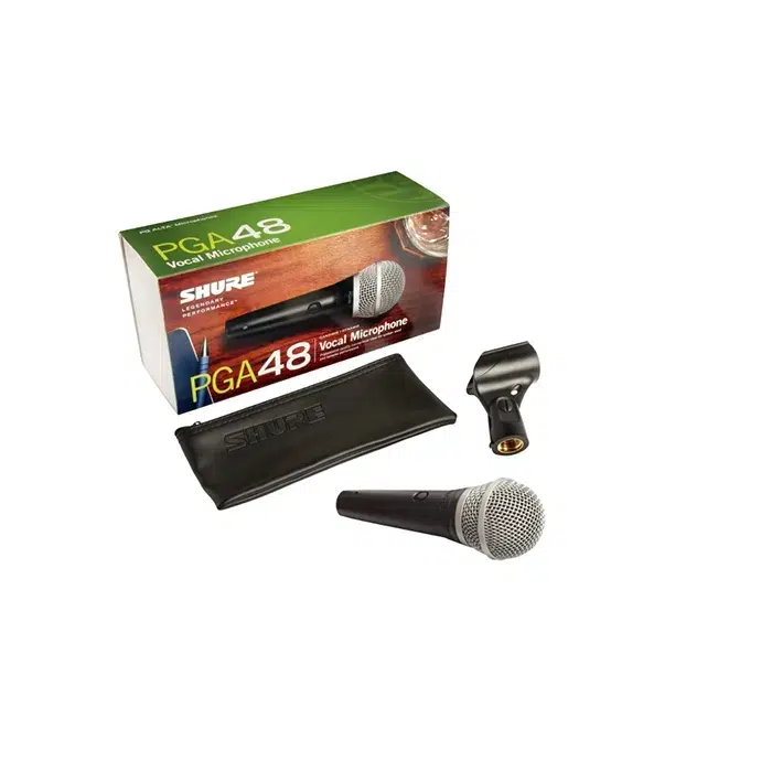 Micrófono Vocal Shure PGA48-LC Alámbrico Dinámico Micrófono Shure PGA48-LC con estuche y clip de soporte