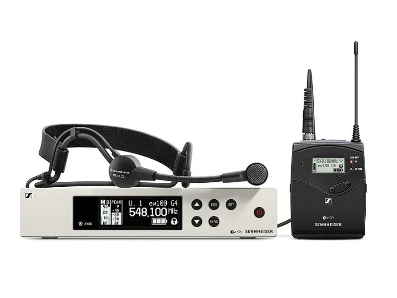 Sistema de micrófono de diadema inalámbrico Sennheiser EW100 G4-ME3 con transmisor y receptor