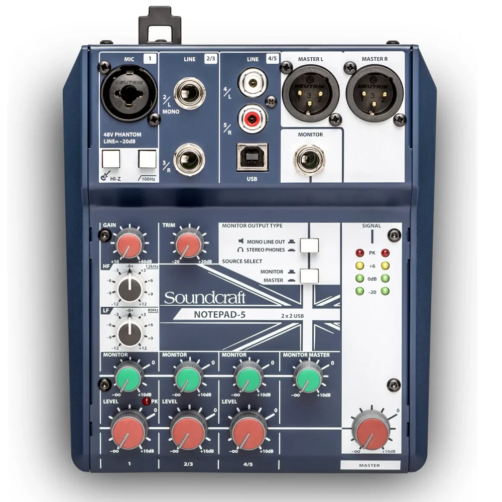 Soundcraft Notepad-5 Consola Analógica Compacta con Interfaz USB Consola compacta Soundcraft Notepad-5 con interfaz USB