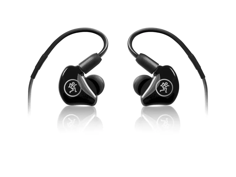 Audífonos profesionales in-ear Mackie MP-220 de doble driver dinámico, color negro.