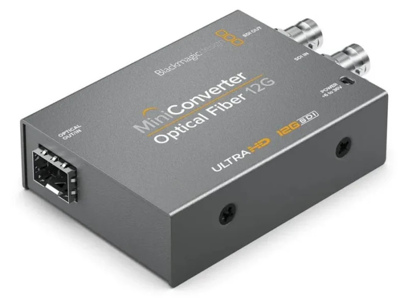 Convertidor Blackmagic Mini Converter Optical Fiber 12G con entrada y salida SDI y fibra óptica