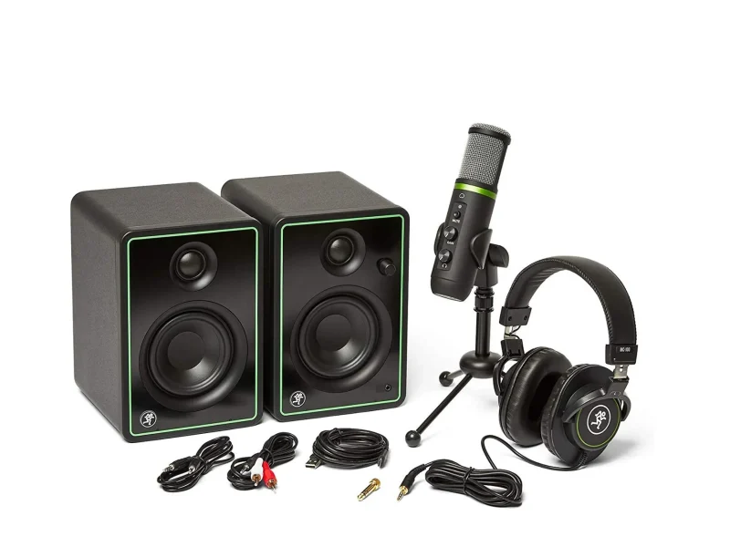 Kit Mackie Creator Bundle con monitores, micrófono, audífonos y cables