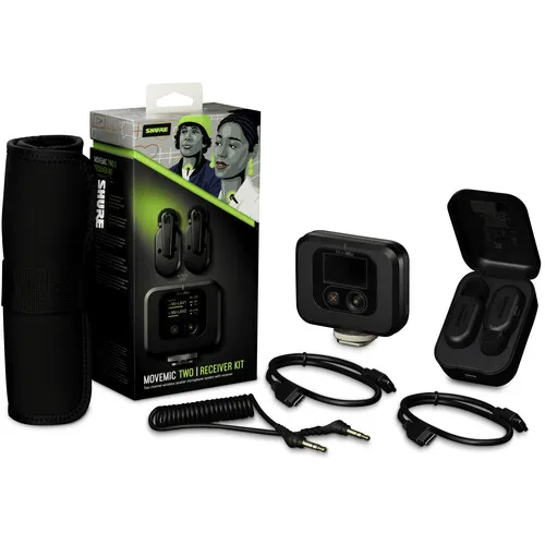 Kit de micrófonos inalámbricos Shure MV-TWO-KIT-Z7 con receptor y accesorios