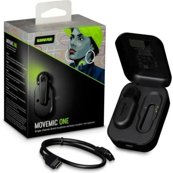 Micrófono inalámbrico Shure MV-ONE-Z7 con estuche de carga y cable USB-C