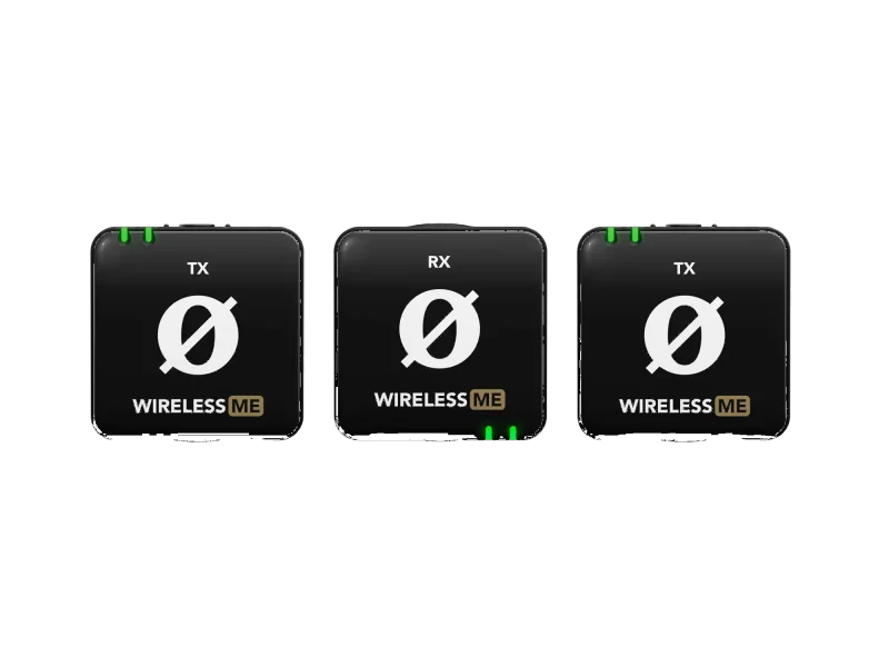 Sistema inalámbrico RØDE Wireless ME Dual con dos transmisores y un receptor.