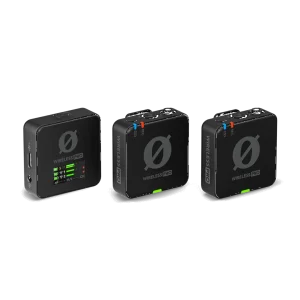 Sistema profesional inalámbrico RØDE Wireless PRO con dos transmisores y receptor.
