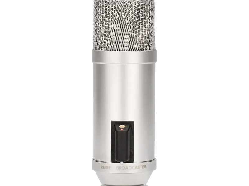 Micrófono Rode Broadcaster profesional para broadcast en color plateado