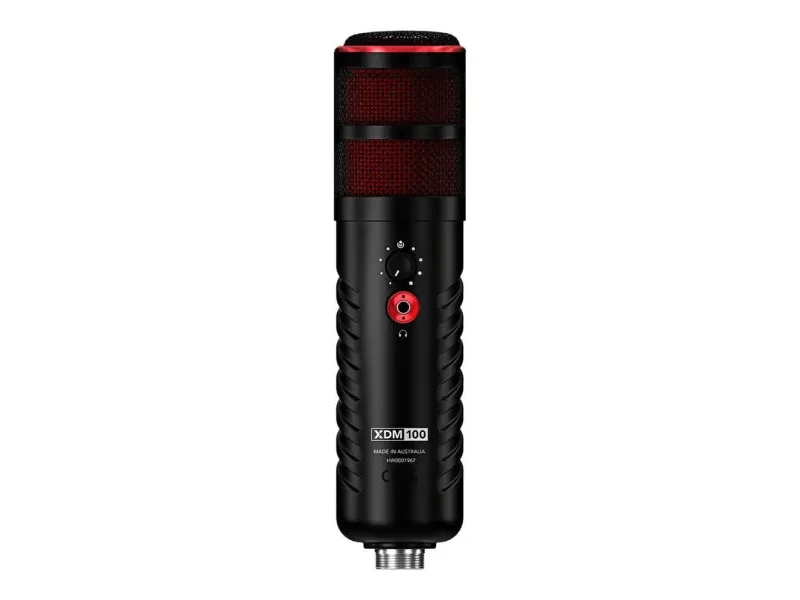 Micrófono Rode XDM-100 profesional dinámico USB con acento rojo