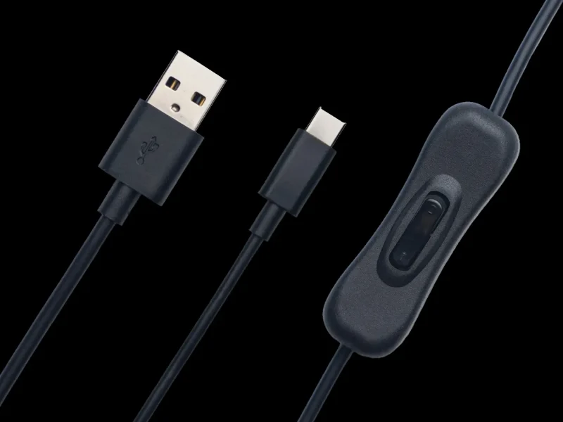 Cable USB-A a USB-C con interruptor ON/OFF para control de energía