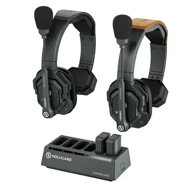 Sistema Hollyland Solidcom SE-5S con 5 auriculares inalámbricos y base de carga profesional