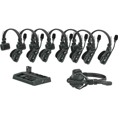 Sistema Hollyland Solidcom SE Headset-8S con 8 auriculares inalámbricos y base de carga profesional