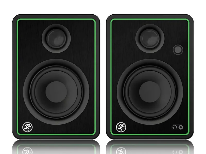 Monitores de estudio Mackie CR4-XBT con borde verde y conectividad Bluetooth