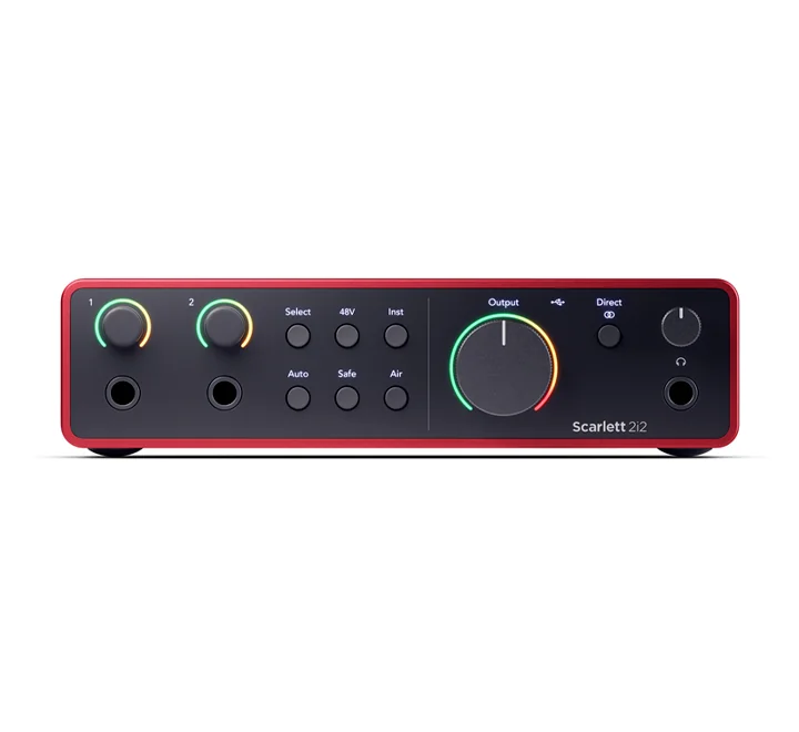 Interfaz de audio Focusrite Scarlett 2i2 4G para grabación de podcast